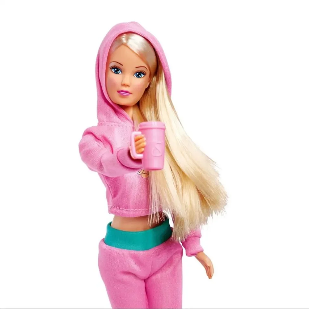 Steffi Love Relax Pop Blonde Doll Cozy Outfit Tablet Coffee Cup Play Set